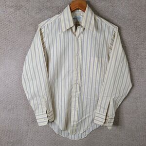 Vintage Kmart Shirt Mens Small Yellow Blue Striped Button Up Permanent Press